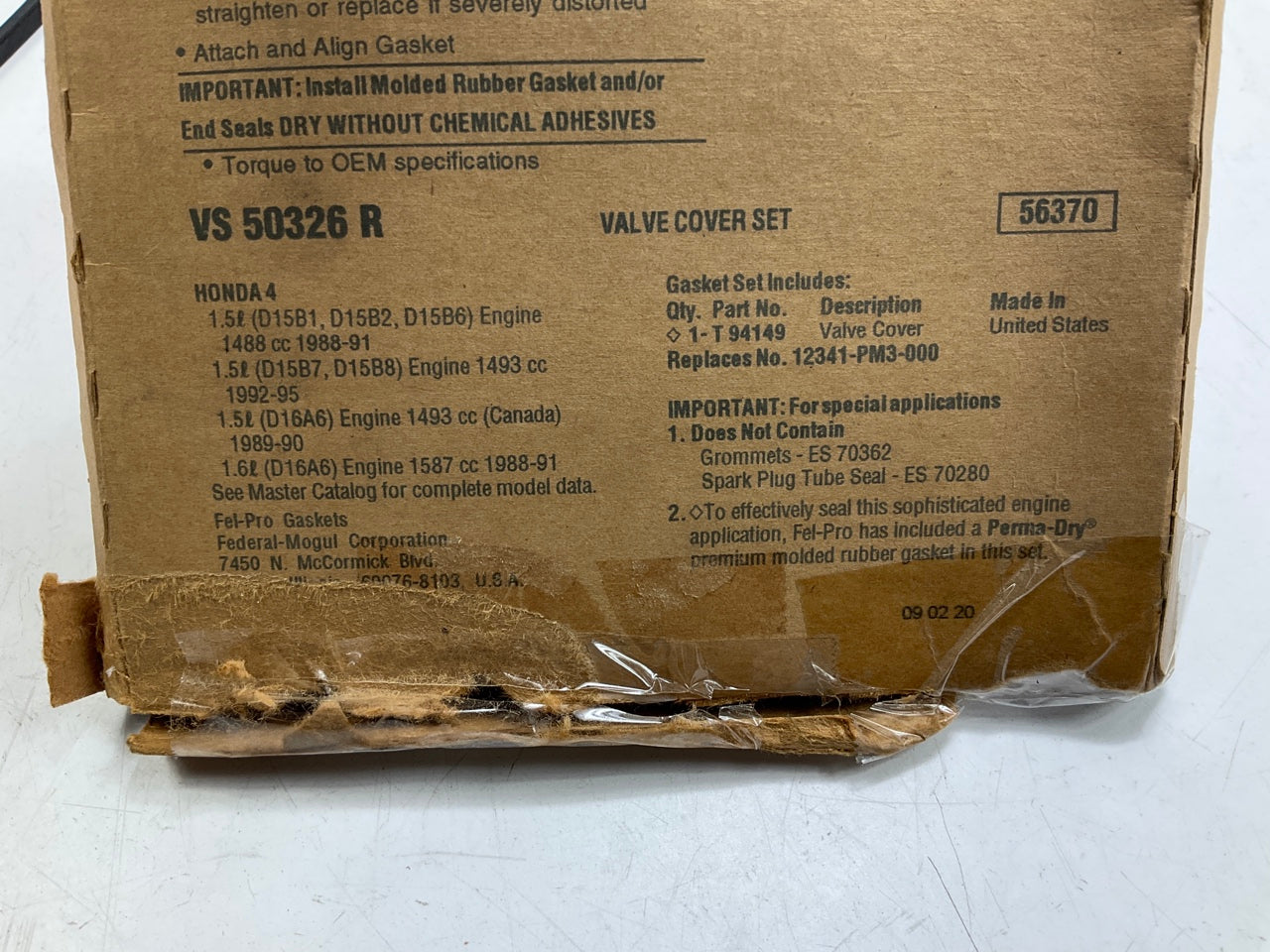 Fel-pro VS50326R Engine Valve Cover Gasket For 1988-1995 Honda 1.5L 1.6L SOHC