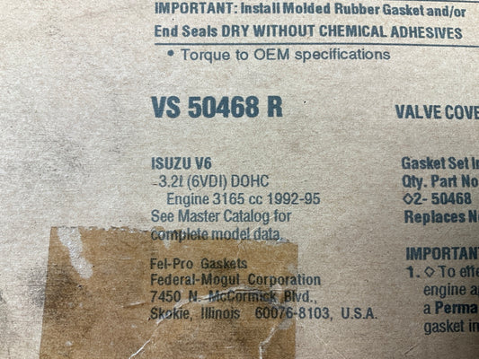 Fel-pro VS50468R Valve Cover Gasket Set For 1992-1995 Isuzu Trooper 3.2L V6