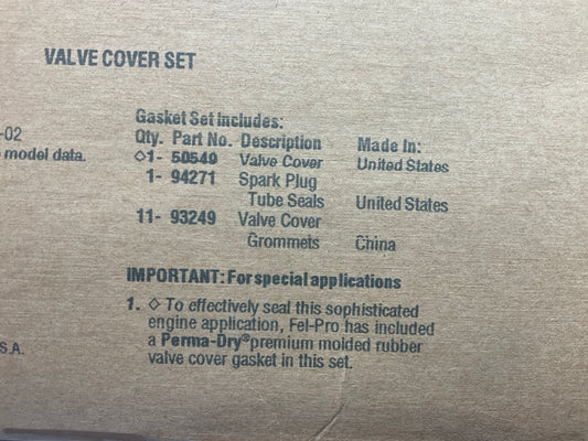 Fel-pro VS50549R Valve Cover Gasket Set - 1999-2002 Saturn 1.9L DOHC SW2 SL2 SC2