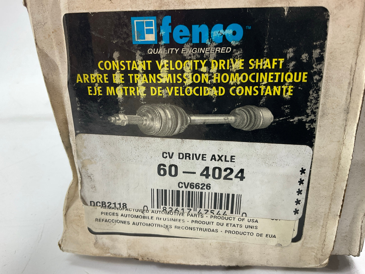 REMAN. Fenco CV6626 Front Right CV Axle For 1986-1989 Acura Integra
