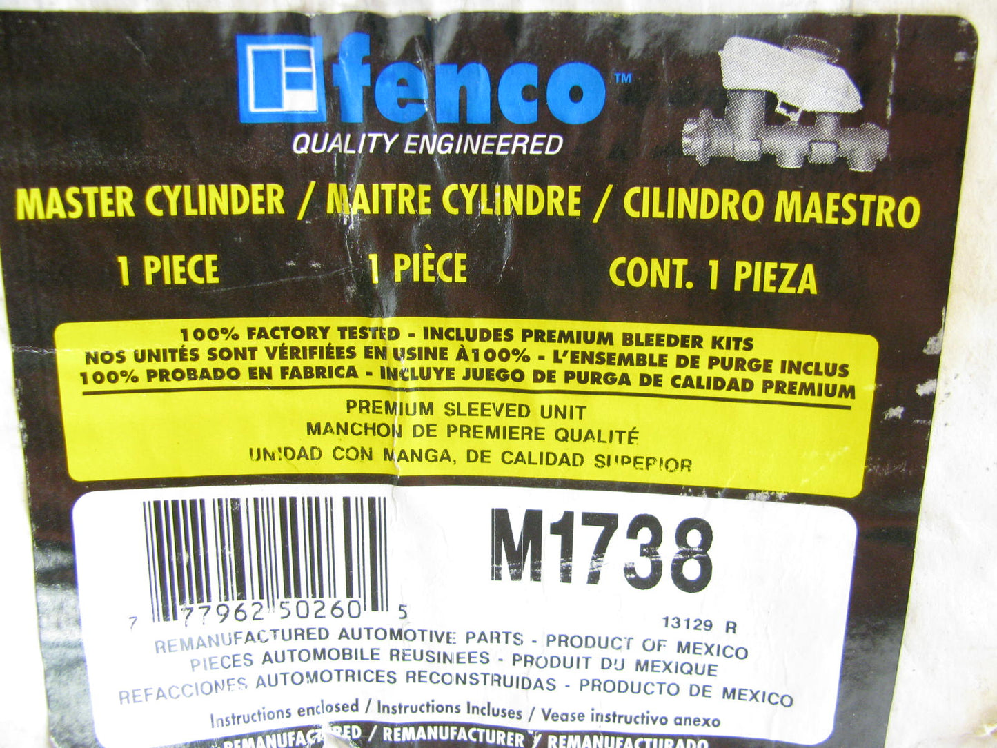 REMAN Fenco M1738 Brake Master Cylinder