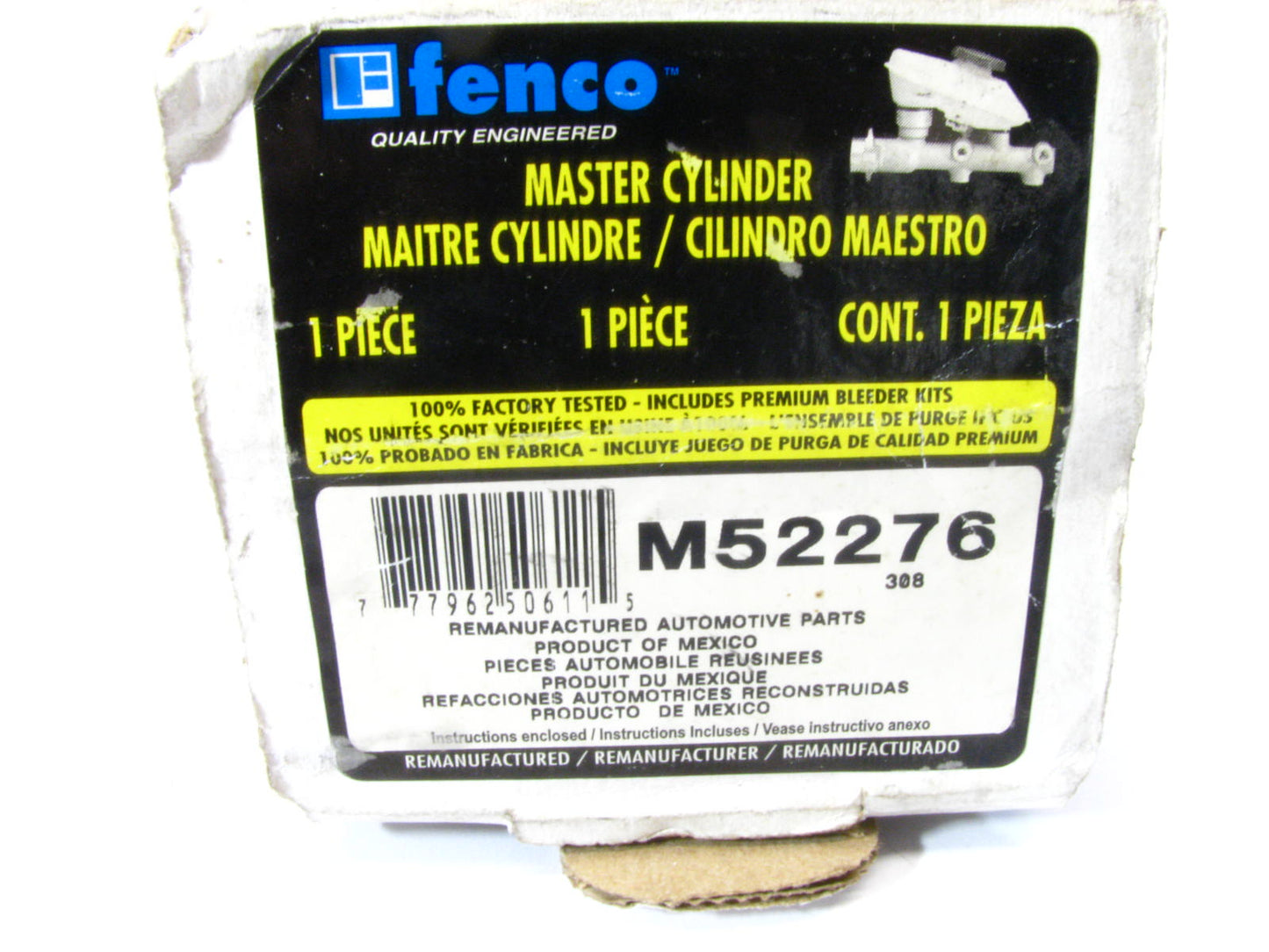 Fenco M52276 Reman Brake Master Cylinder W/O Reservoir