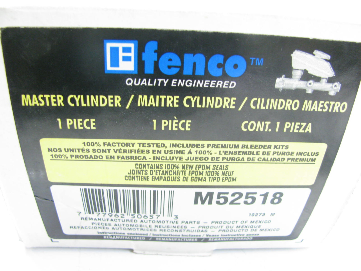 Fenco M52518 Reman Brake Master Cylinder W/O Reservoir