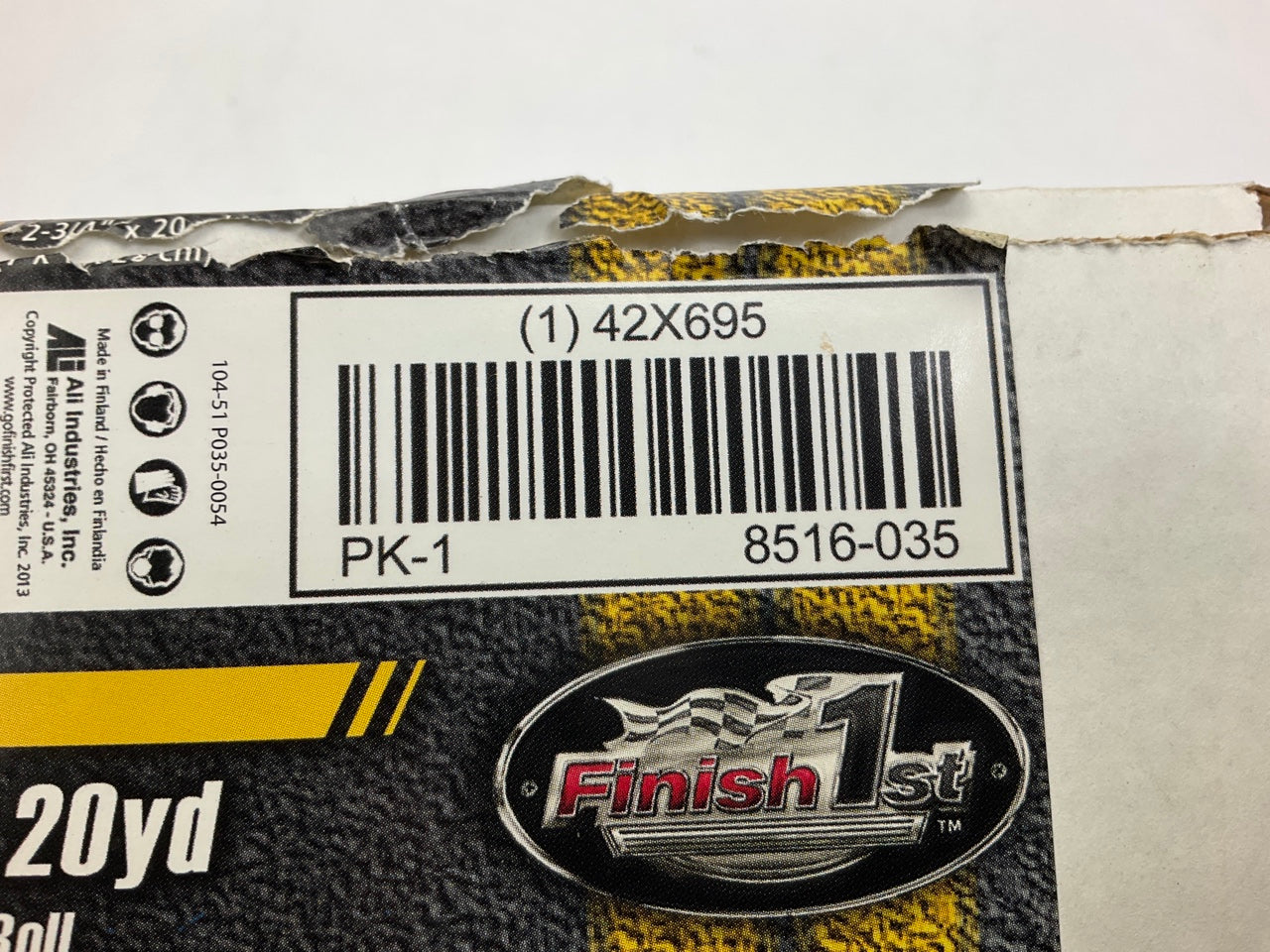 Finish 1st 8516-035 2-3/4'' X 20 Yard Stick-On PSA Sanding Roll 80 Grit