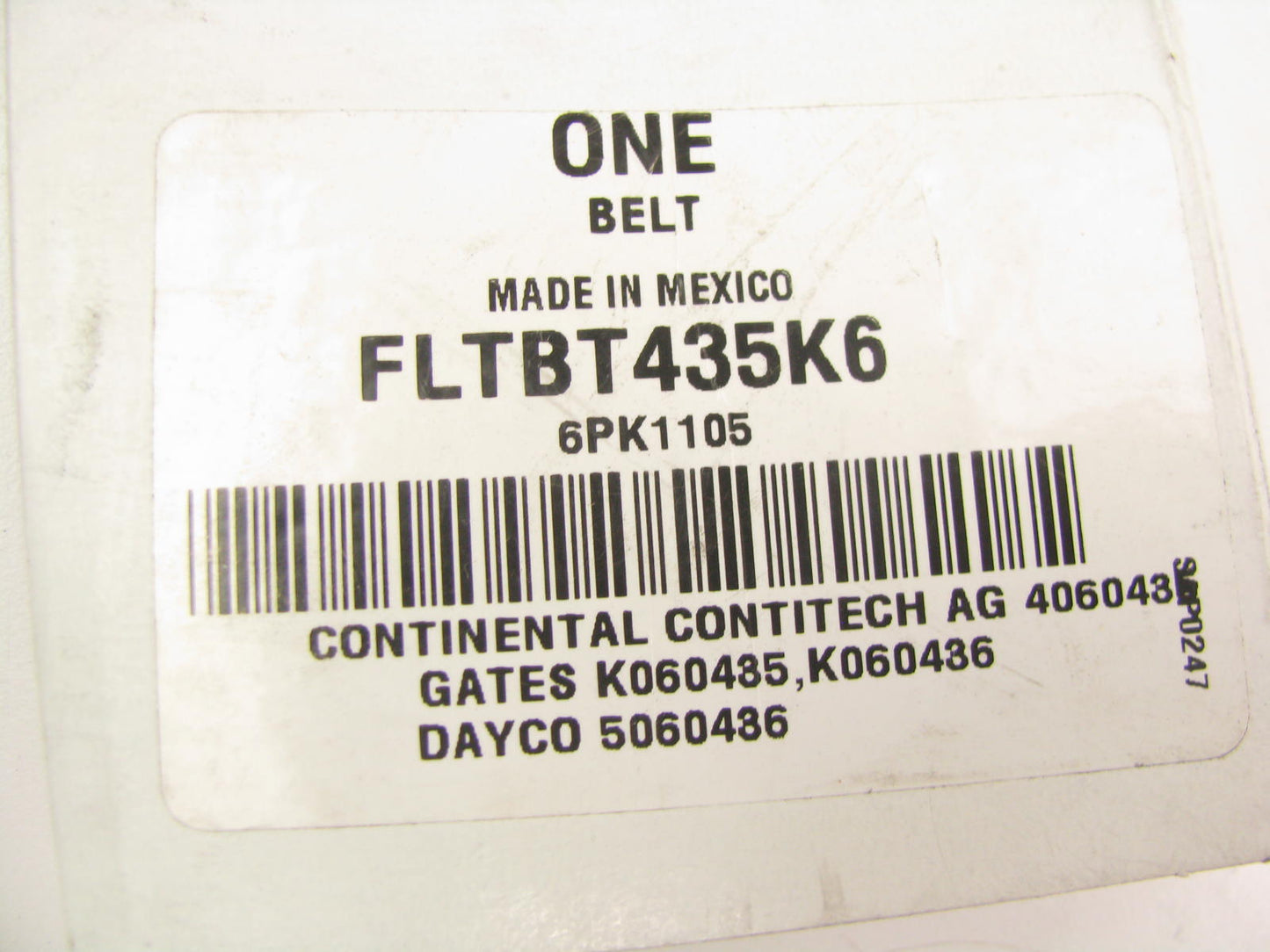 Fleetrite FLTBT435K6 Serpentine Belt - 0.84'' X 44.125'' - 6 Ribs