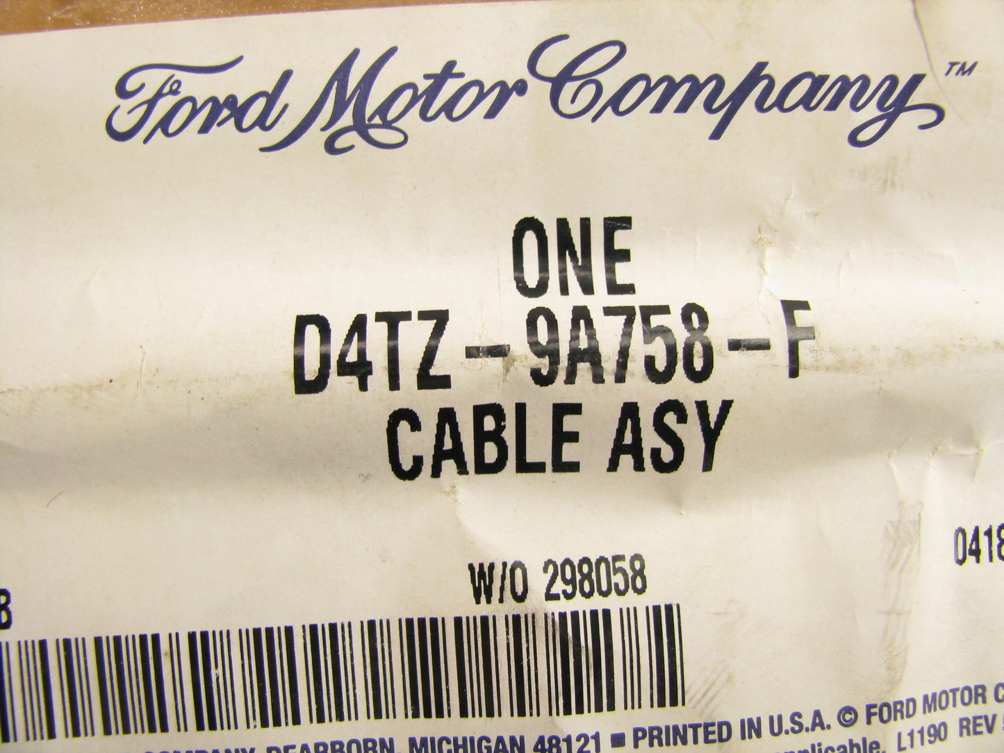 NOS OEM Ford D4TZ-9A758-F Accelerator Gas Throttle Cable 74-76 P350, 75-76 P400