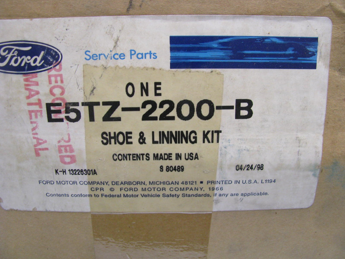 NEW GENUINE OEM Ford E5TZ-2200-B Rear Drum Brake Shoes 12 X 2 1/2'' Brakes