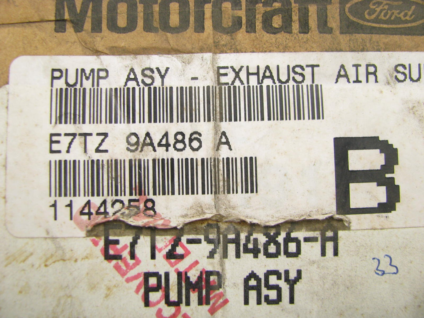 NEW GENUINE OEM Ford E7TZ-9A486-A Smog Air Pump - 1985-1988 Ford Ranger