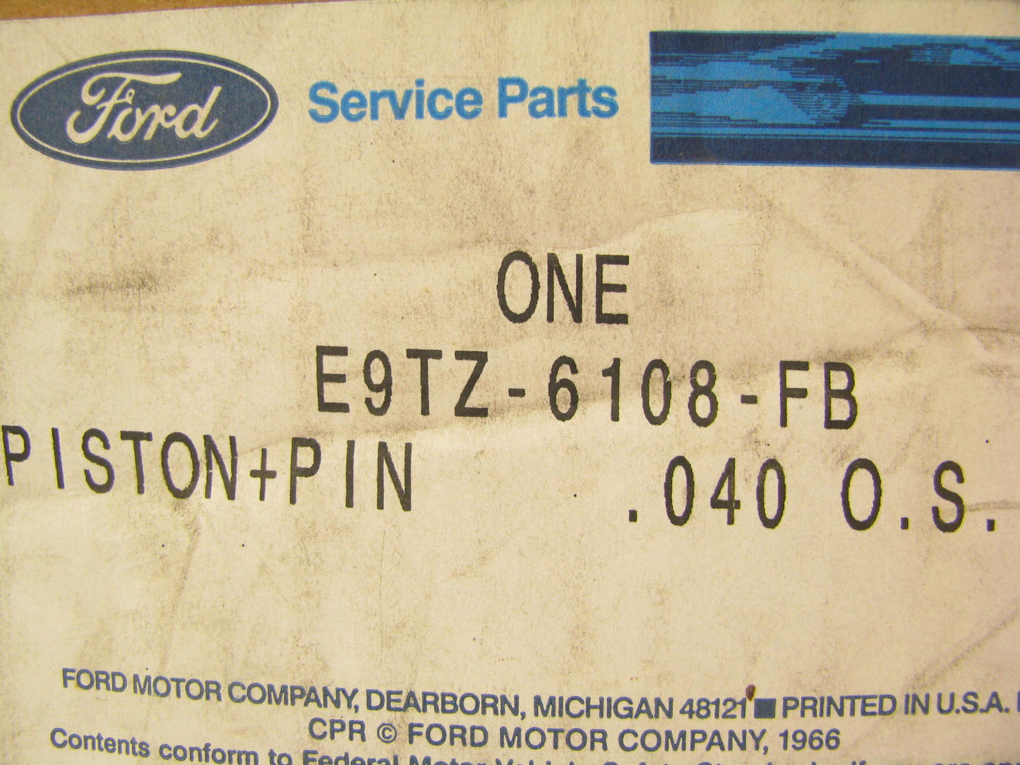 NEW - OEM Ford E9TZ-6108-FB Engine Piston .040'' 1989 Ranger 2.3L-L4