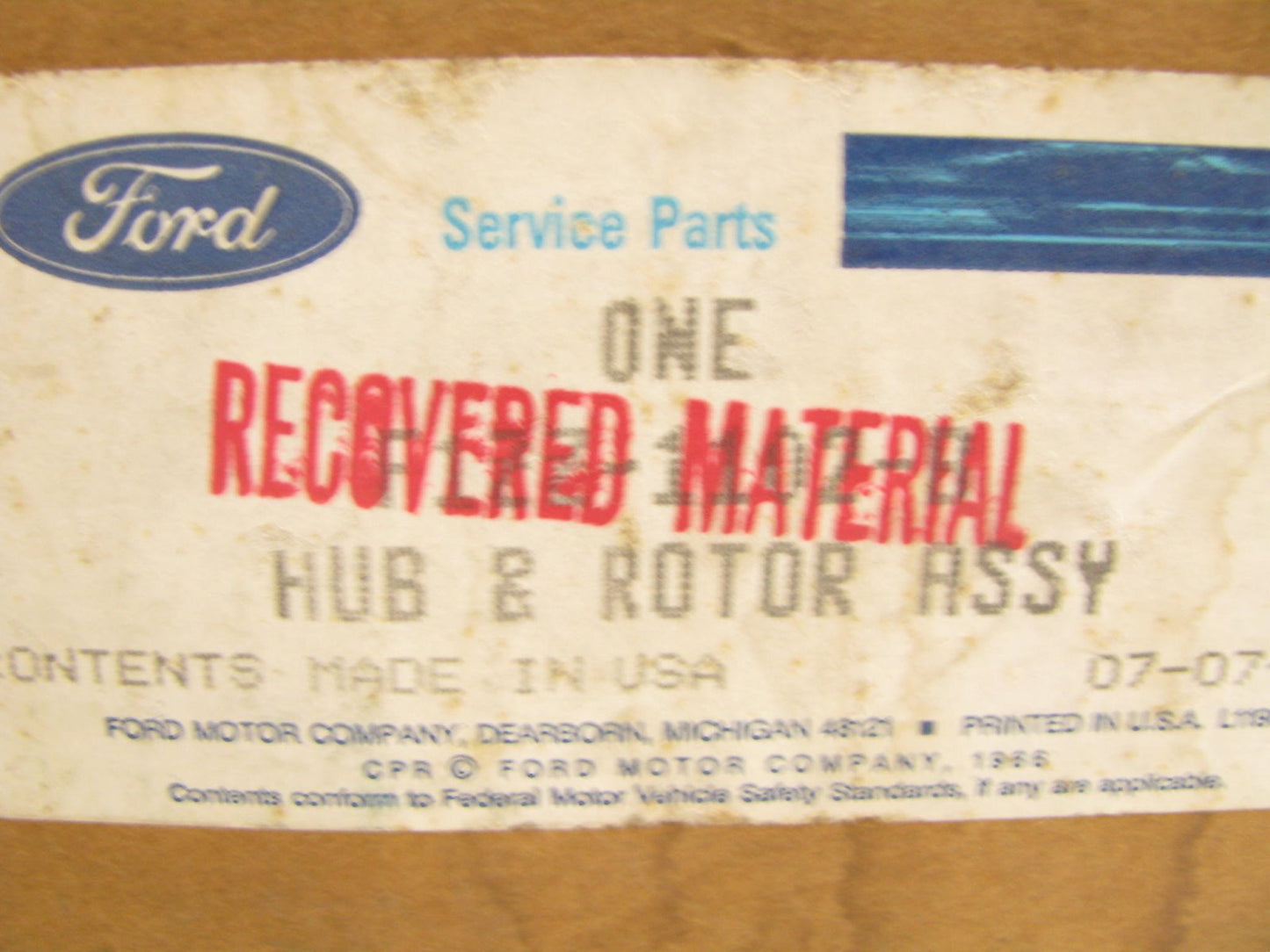 (1) NEW GENUINE OEM Ford F1ZZ-1102-B Front Disc Brake Rotor