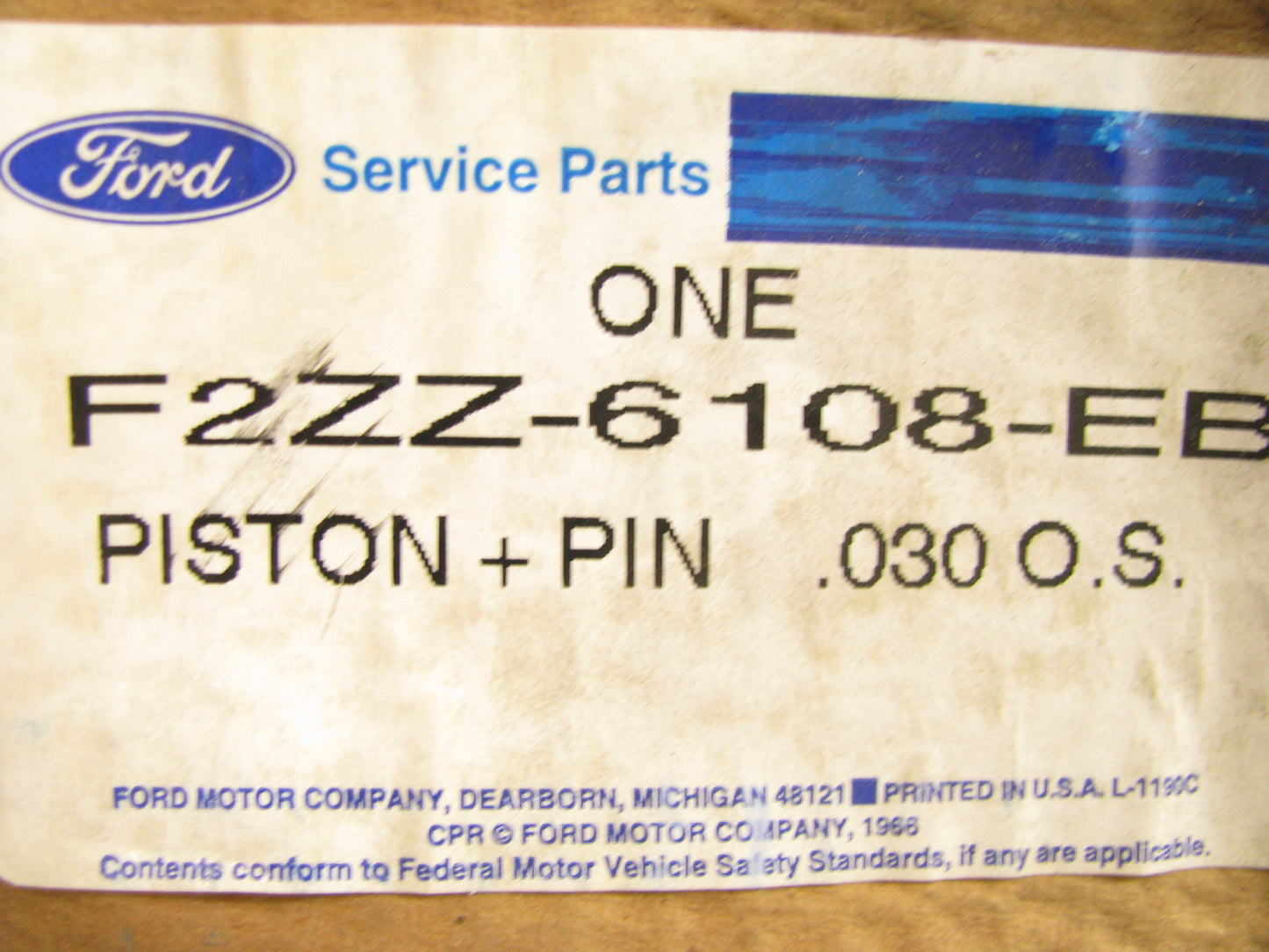 NEW GENUINE OEM Ford F2ZZ-6108-EB Piston & Pin .030 - 1987-1995 Ford 302