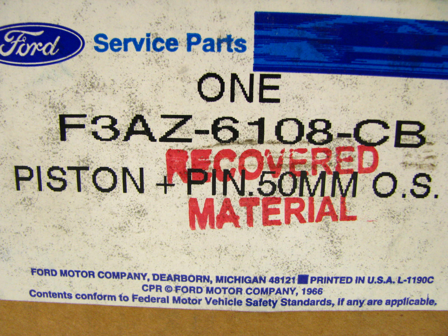 (1) NEW GENUINE OEM Ford F3AZ-6108-CB Piston .50mm Size - 1992-1994 4.6L V8