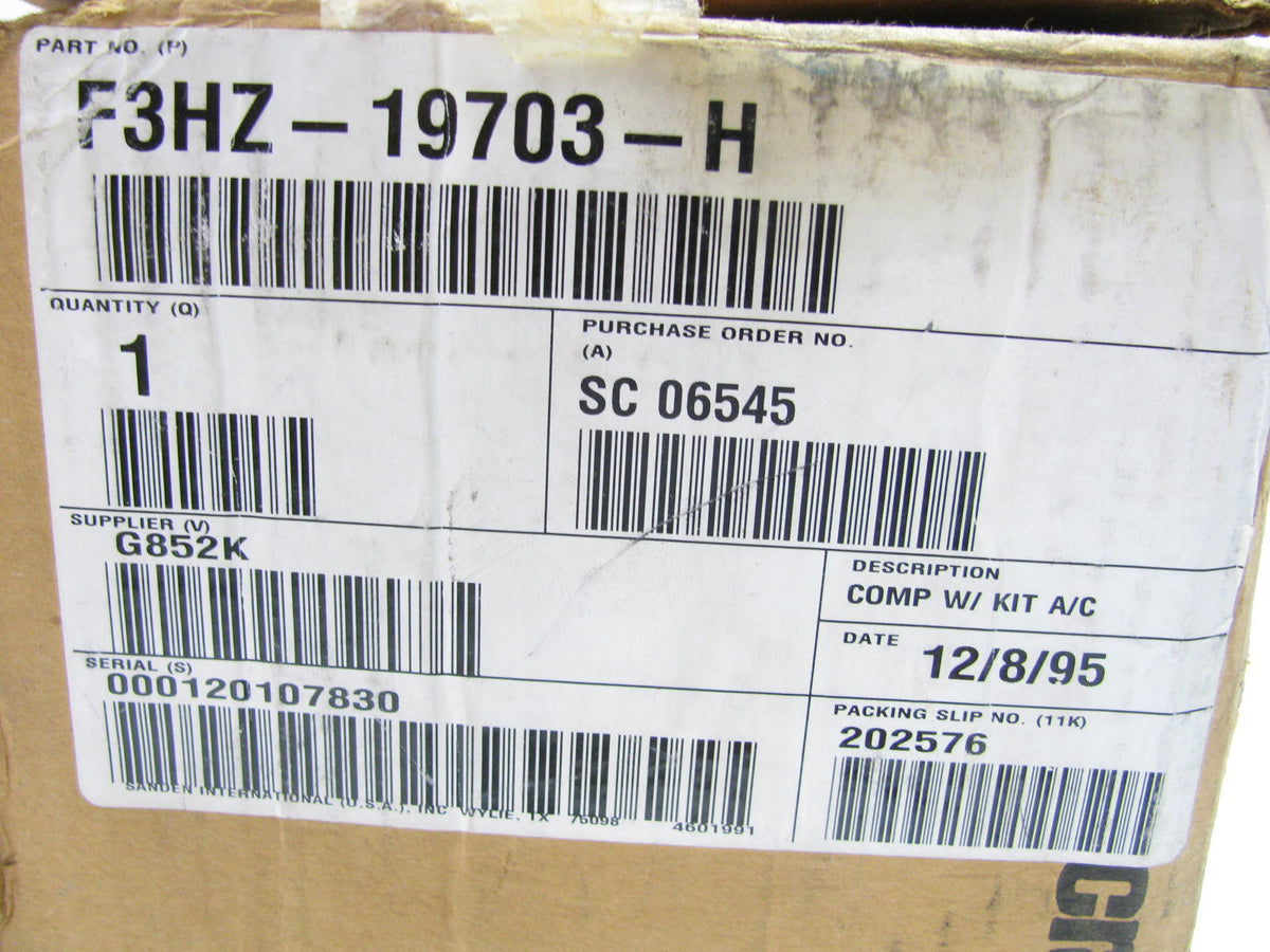NEW - OEM Ford F3HZ-19703-H A/C Compressor Sanden U46013 - EXACT FITMENT UNKNOWN