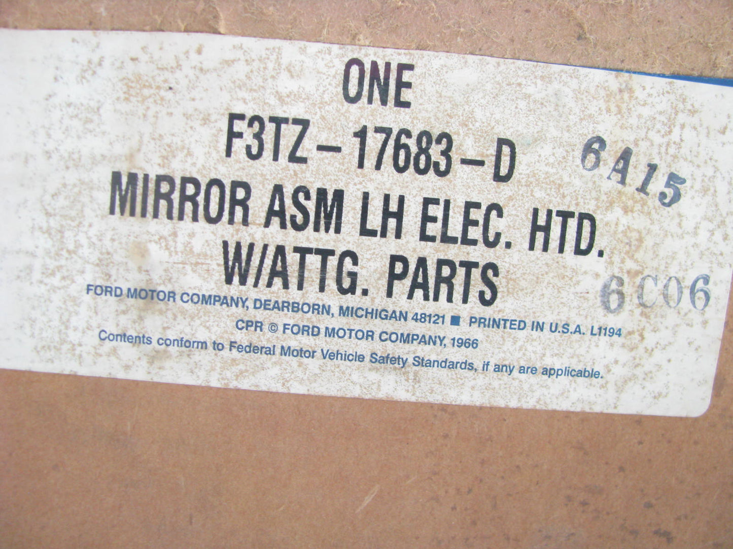 NOS - OEM F3TZ-17683-D 1993-1994 Ford Explorer Drivers Side LEFT Mirror - Heated