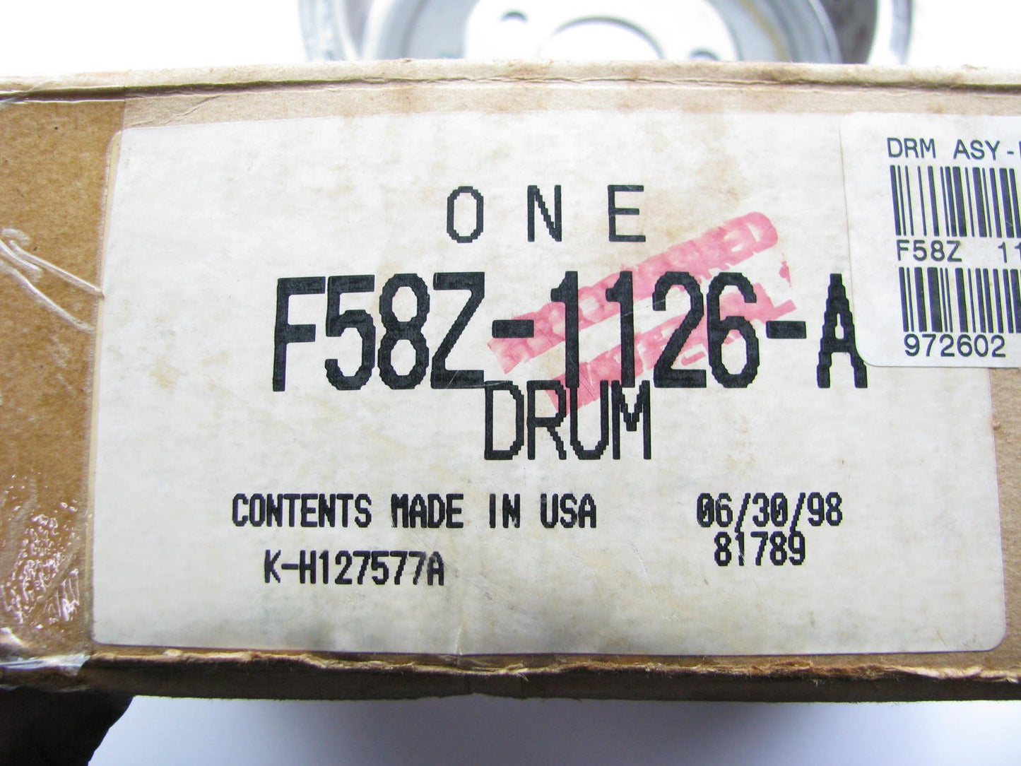 NEW GENUINE OEM Ford F58Z-1126-A Brake Drum (For Steel Wheels ONLY)