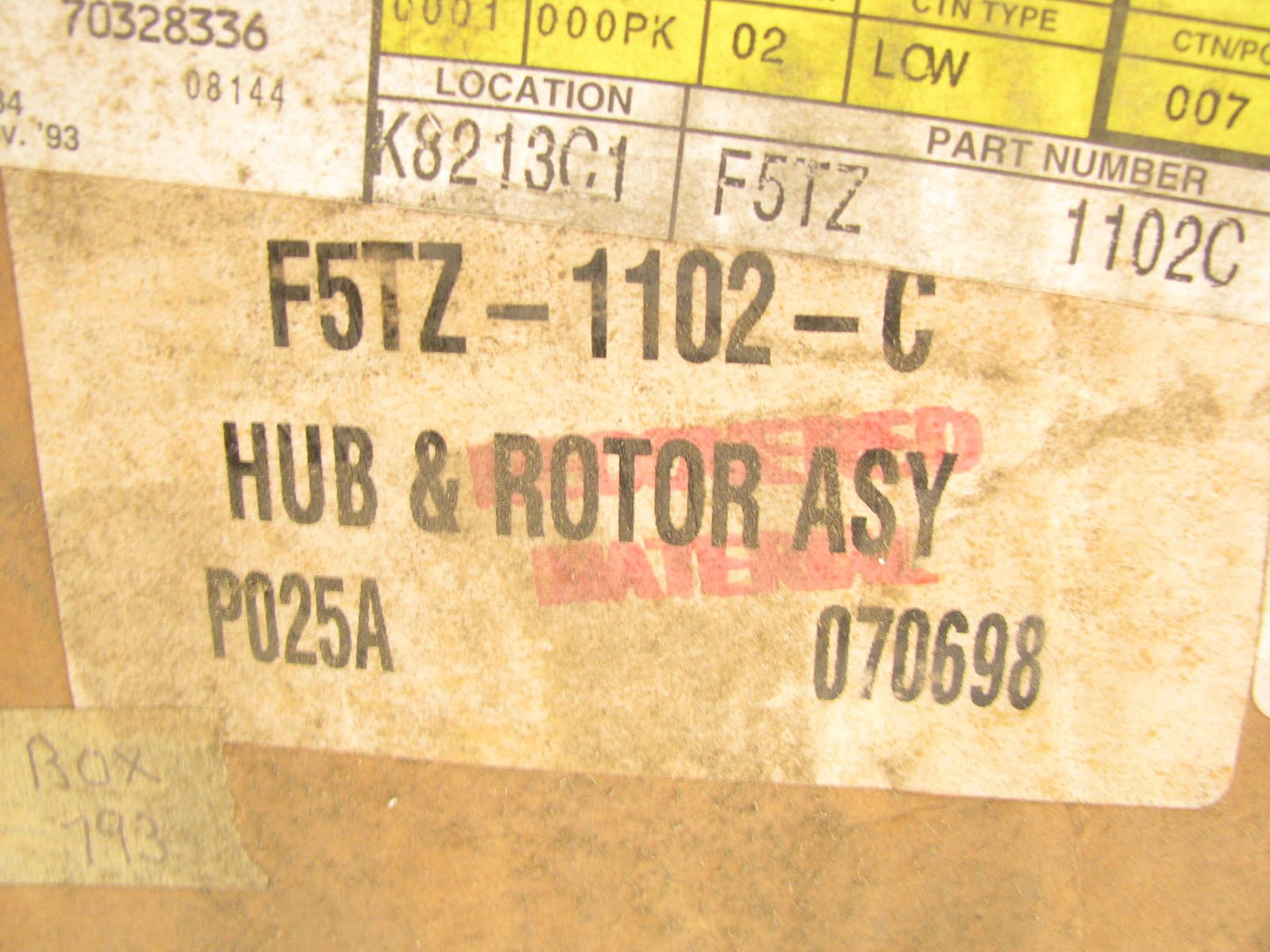 NEW - OEM Ford F5TZ-1102-C FRONT Disc Brake Rotor & Hub - 4WD ONLY