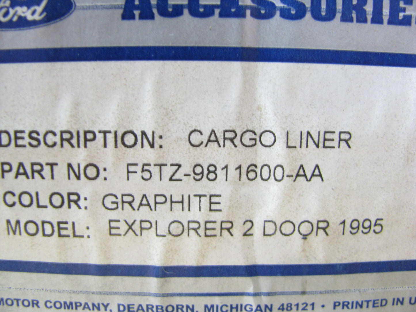 NEW - OEM Ford F5TZ-9811600-AA Luggage Compart Liner For 1997 Explorer Graphite