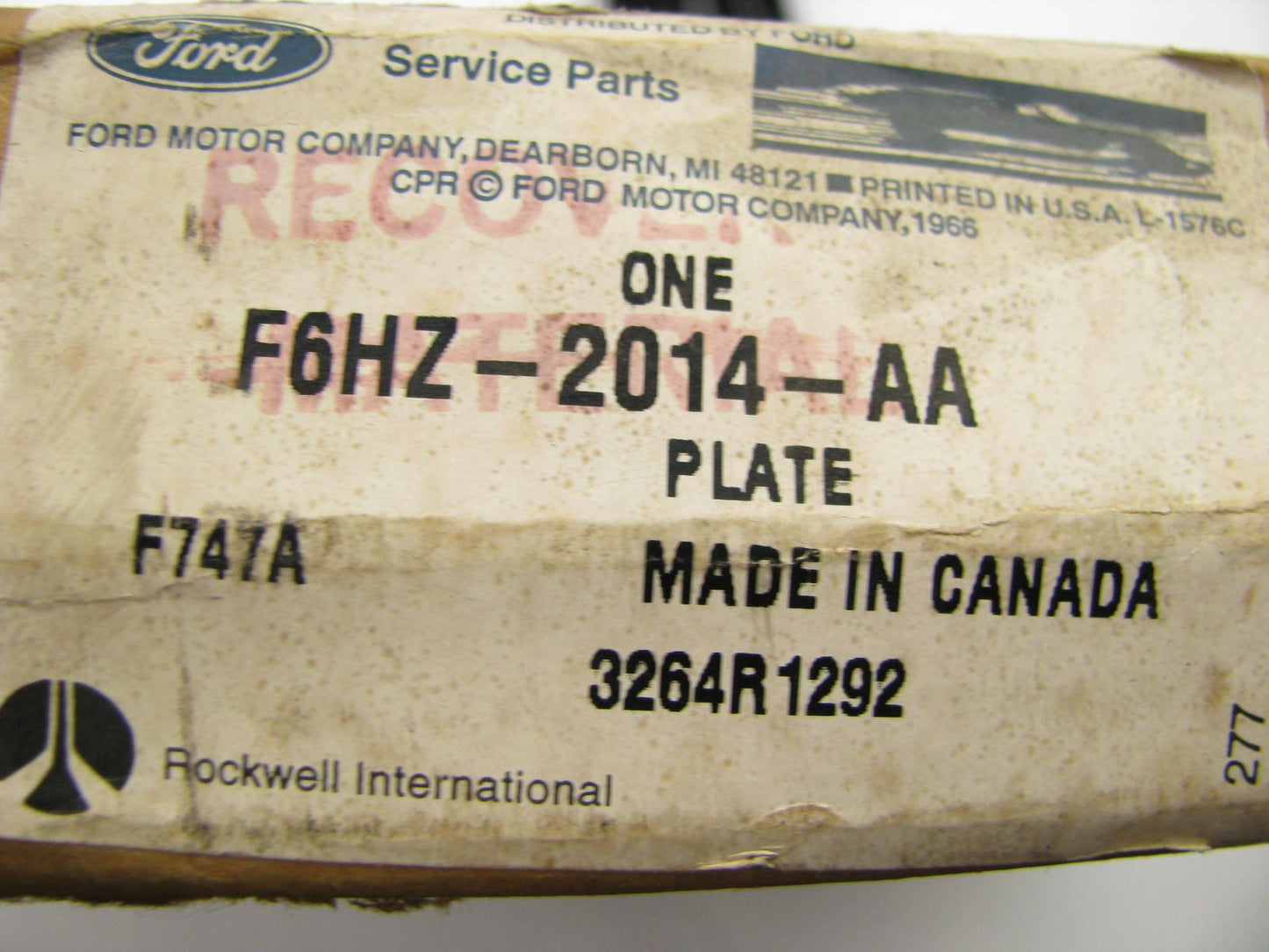 NEW GENUINE OEM Ford F6HZ-2014-AA Brake Dust Shield Cover Plate 3264R 1292 15x4''