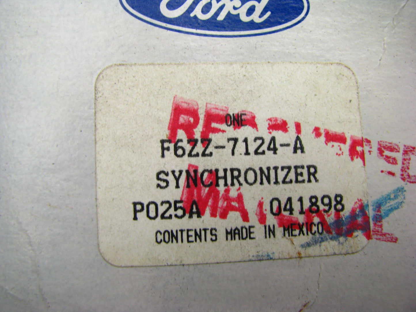 NEW Ford F6ZZ-7124-A Manual Trans 1st, 2nd Gear Synchronizer For 96-04 Mustang