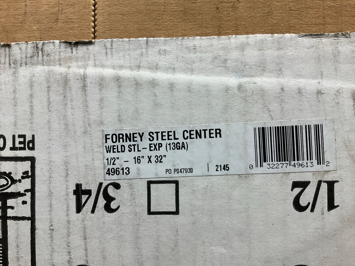 Forney 49613 - 16'' X 32'' - 13 Gauge Steel Expanded Metal - 1/2'' O/C Spacing