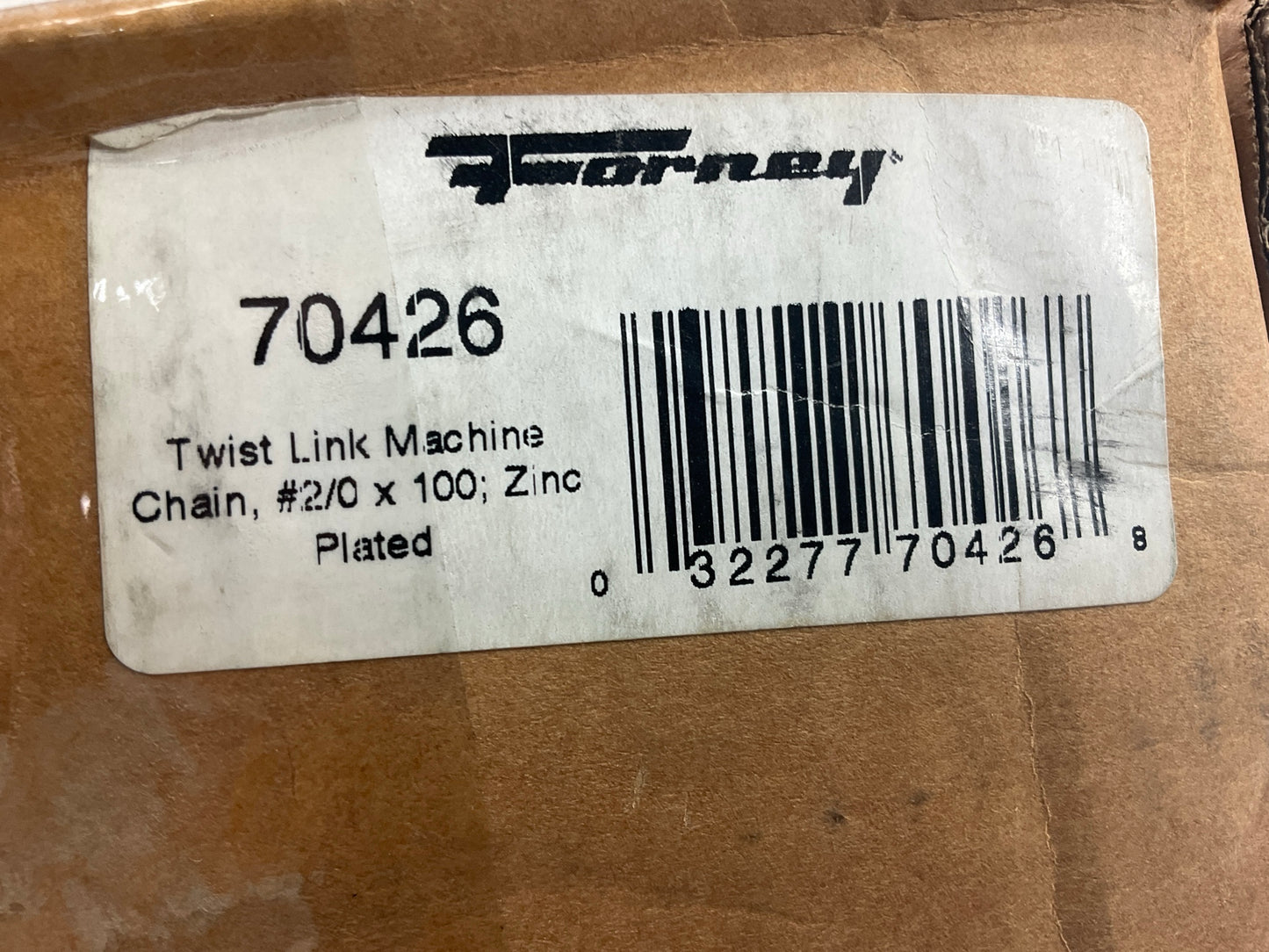 Forney 70426 Twist Link Machine Chain, Zinc-Plated, Number 2/0 X 100ft