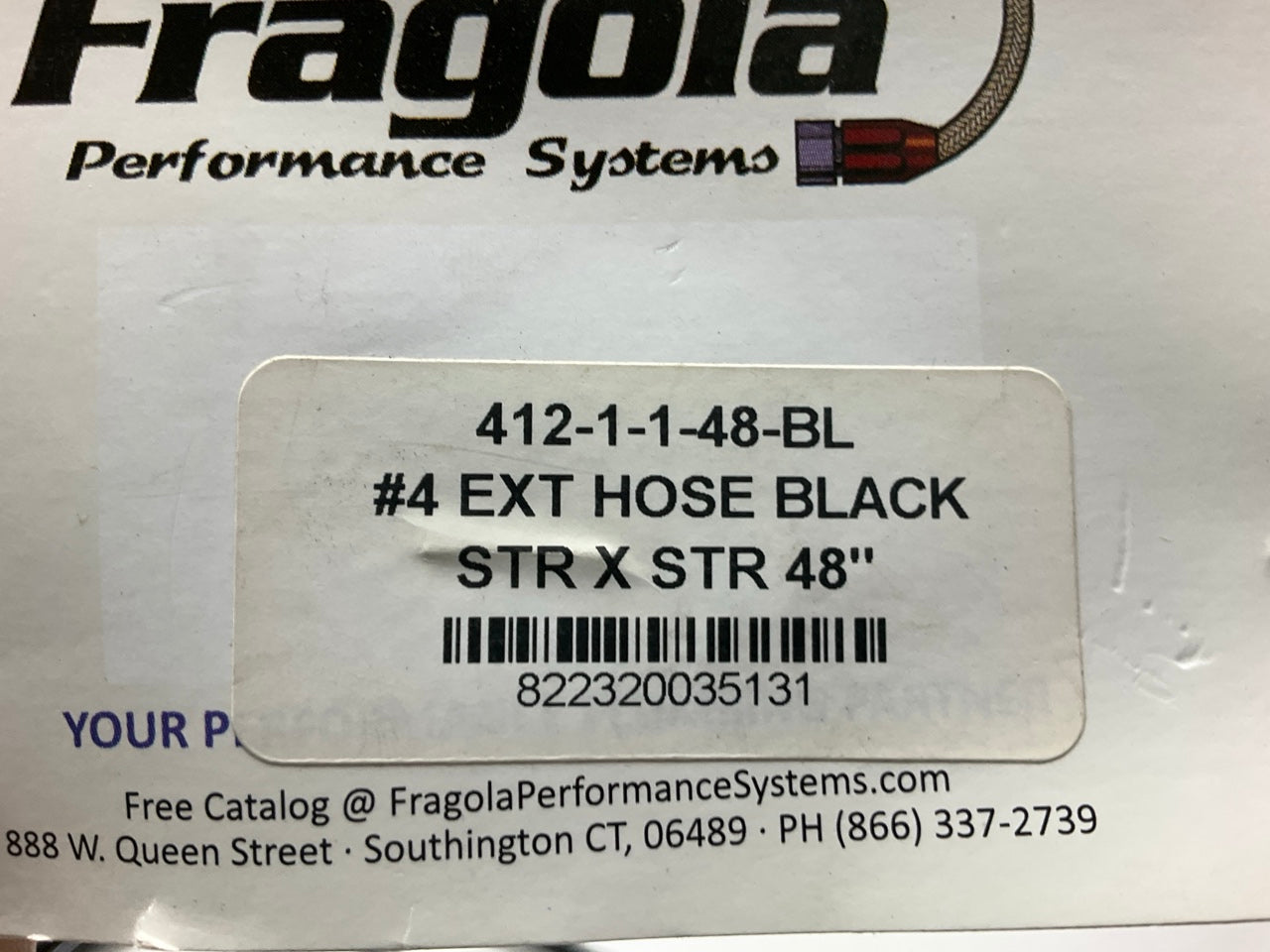 Fragola 412-1-1-48-BL 6000 PTFE-Lined Braided Stainless Pre-Made Brake Hose Line