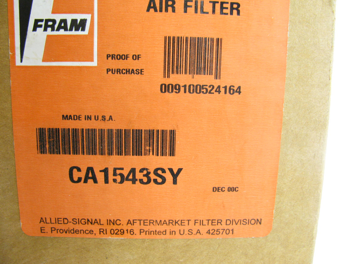Fram CA1543SY Air Filter Replaces 42679 A63031 LAF1723 AF458 AF988 P154633