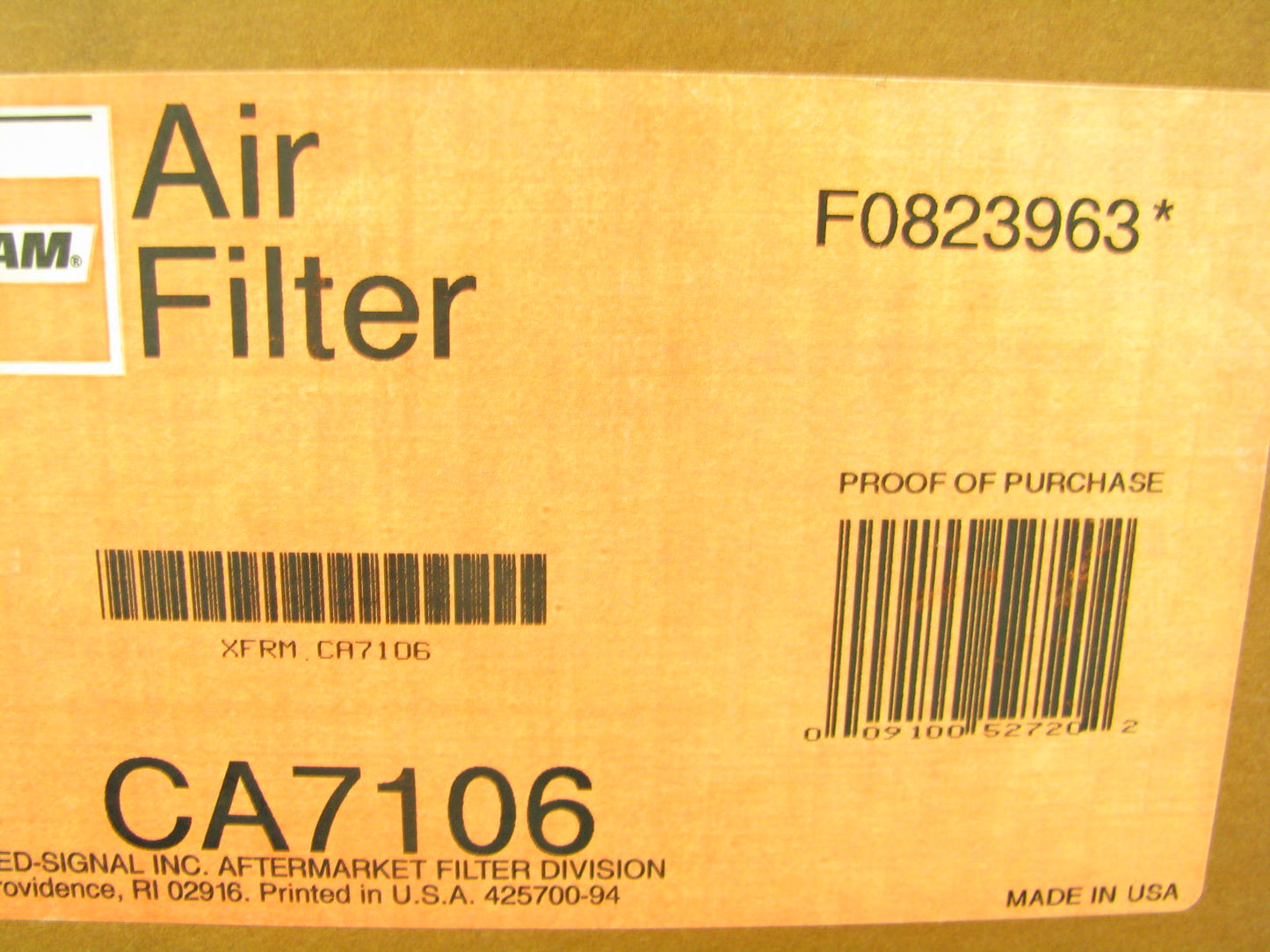 Fram CA7106 Air Filter Replaces 46734 PA2852 P521575 P529241