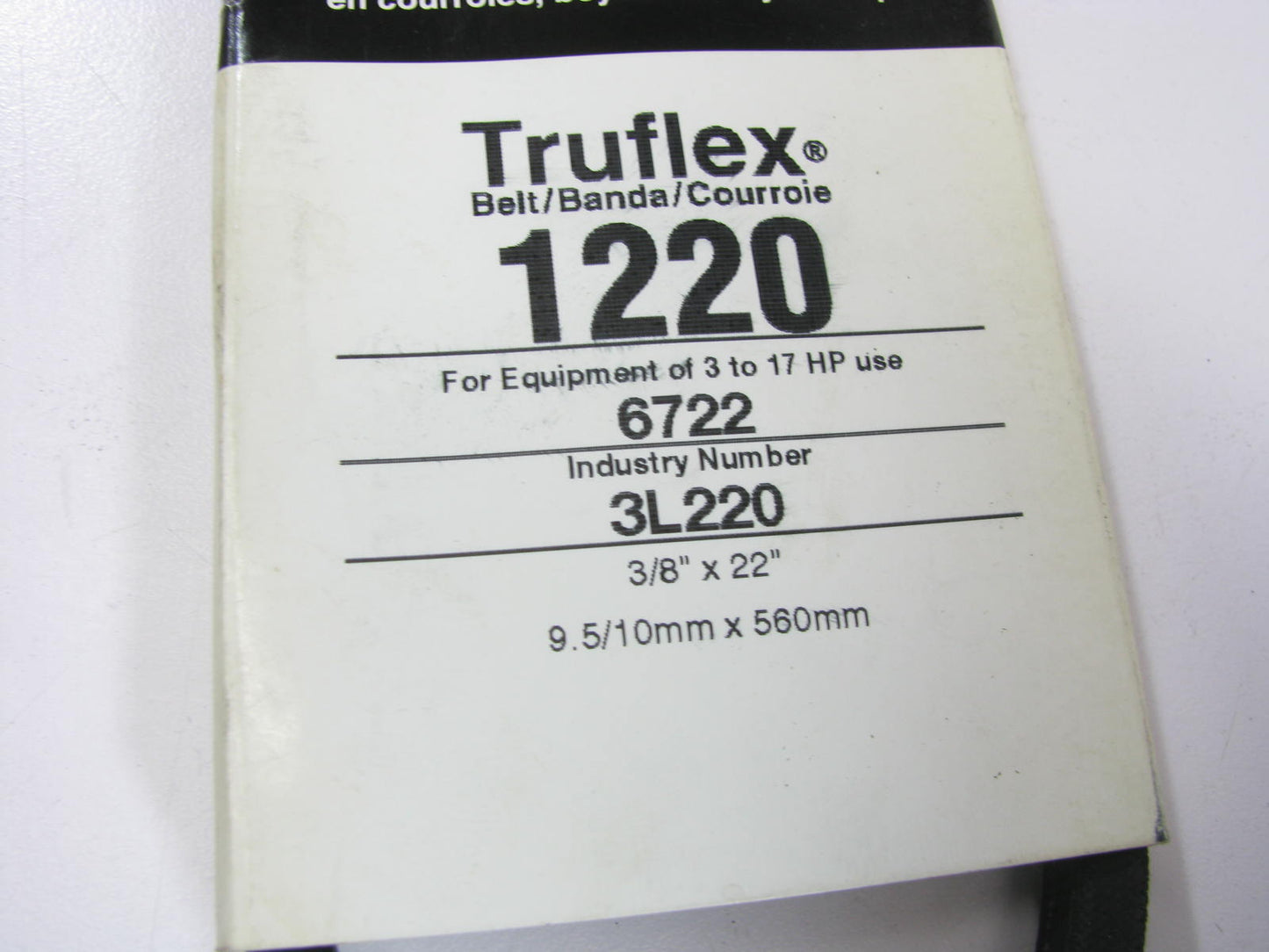 Gates 1220 Lawn & Garden Power Equipment Accessory Drive Belt - 3/8'' X 22''