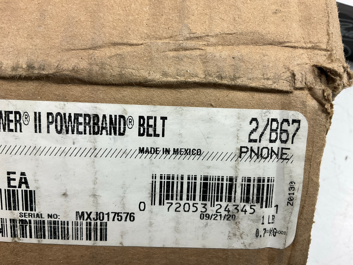 Gates 2/B67 Hi Power II Powerband V-Belt 9093-2067, 2 Strands, 70''