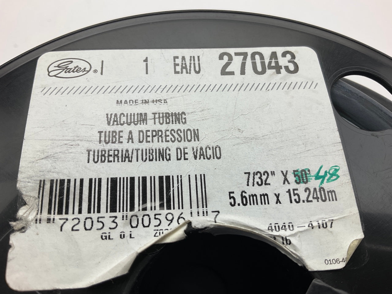 48 FEET - Gates 27043 Vacuum Tubing Hose, 7/32'' ID, 30 Inch/Hg