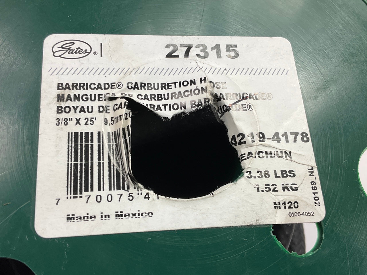 28 FEET - Gates 27315 Barricade Carburetion Fuel Hose, 3/8'' X 28' LONG