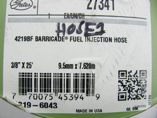 25 FEET - Gates 27341 3/8'' X 25 ' 225 PSI Barricade Fuel Injection Hose