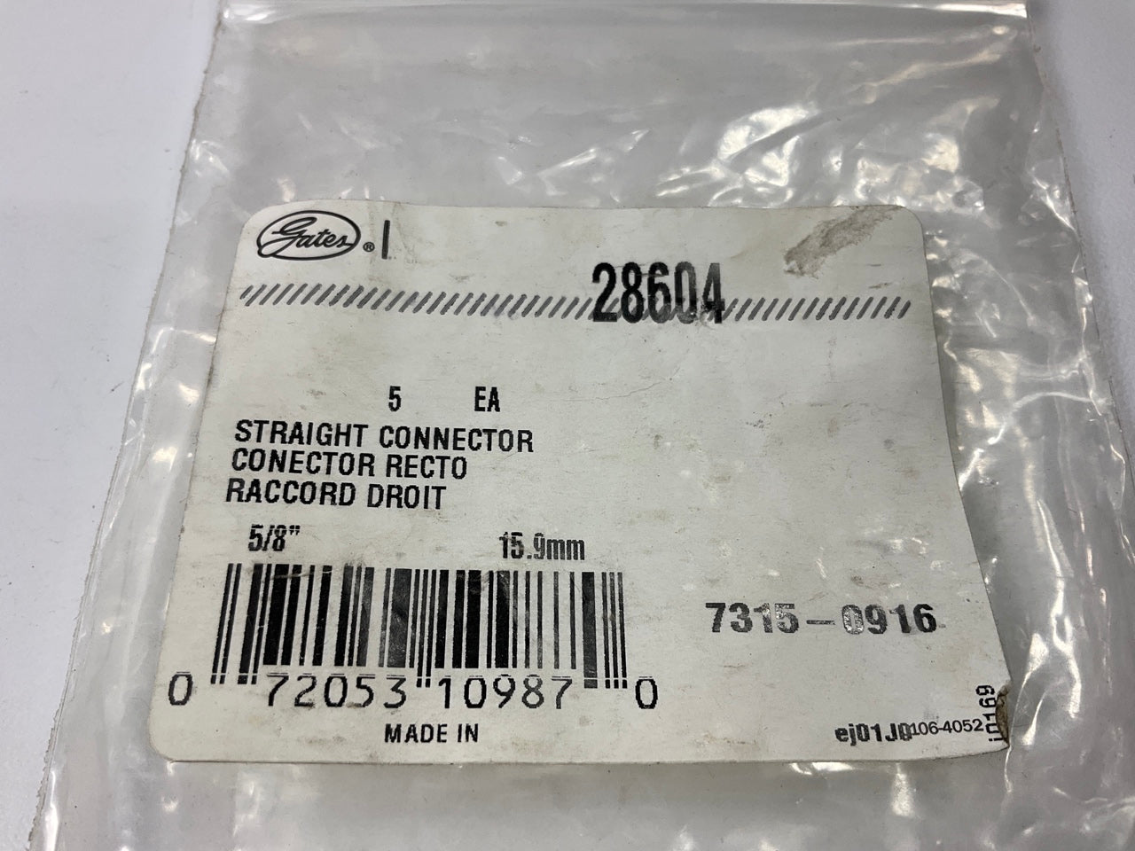 5 PACK - Gates 28604 Heater Coolant Hose 5/8'' Straight Splice Connectors