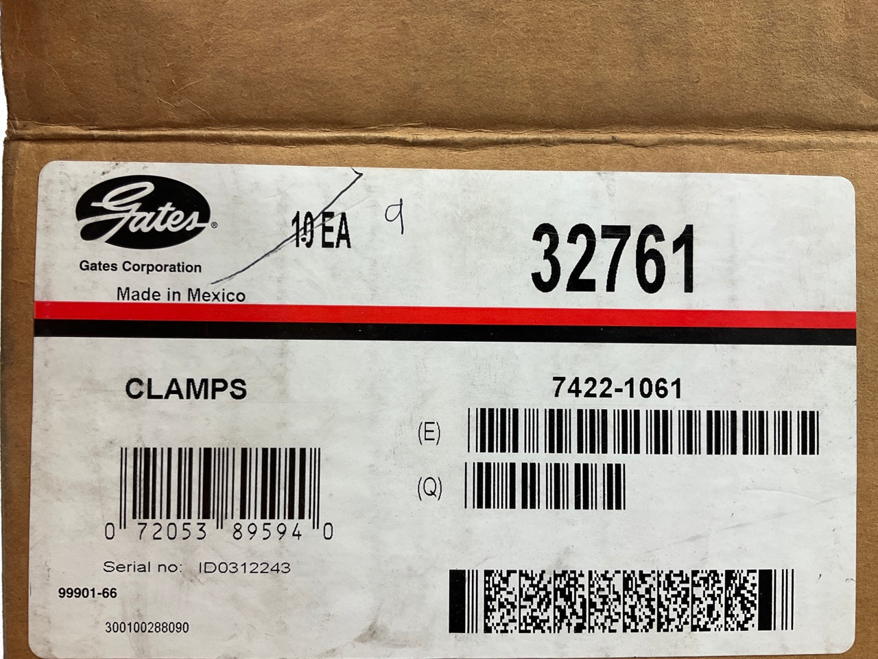 (9) Gates 32761 T-Bolt Hose Clamps, Clamping Range: 2-7/8'' - 3-3/16''