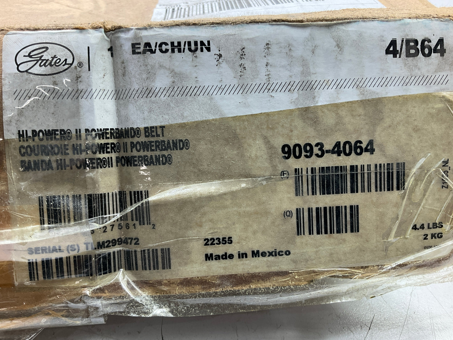 Gates 4/B64 Hi-Power II Powerband V-Belt 4-Strand 3''W X 67''L 4 Band