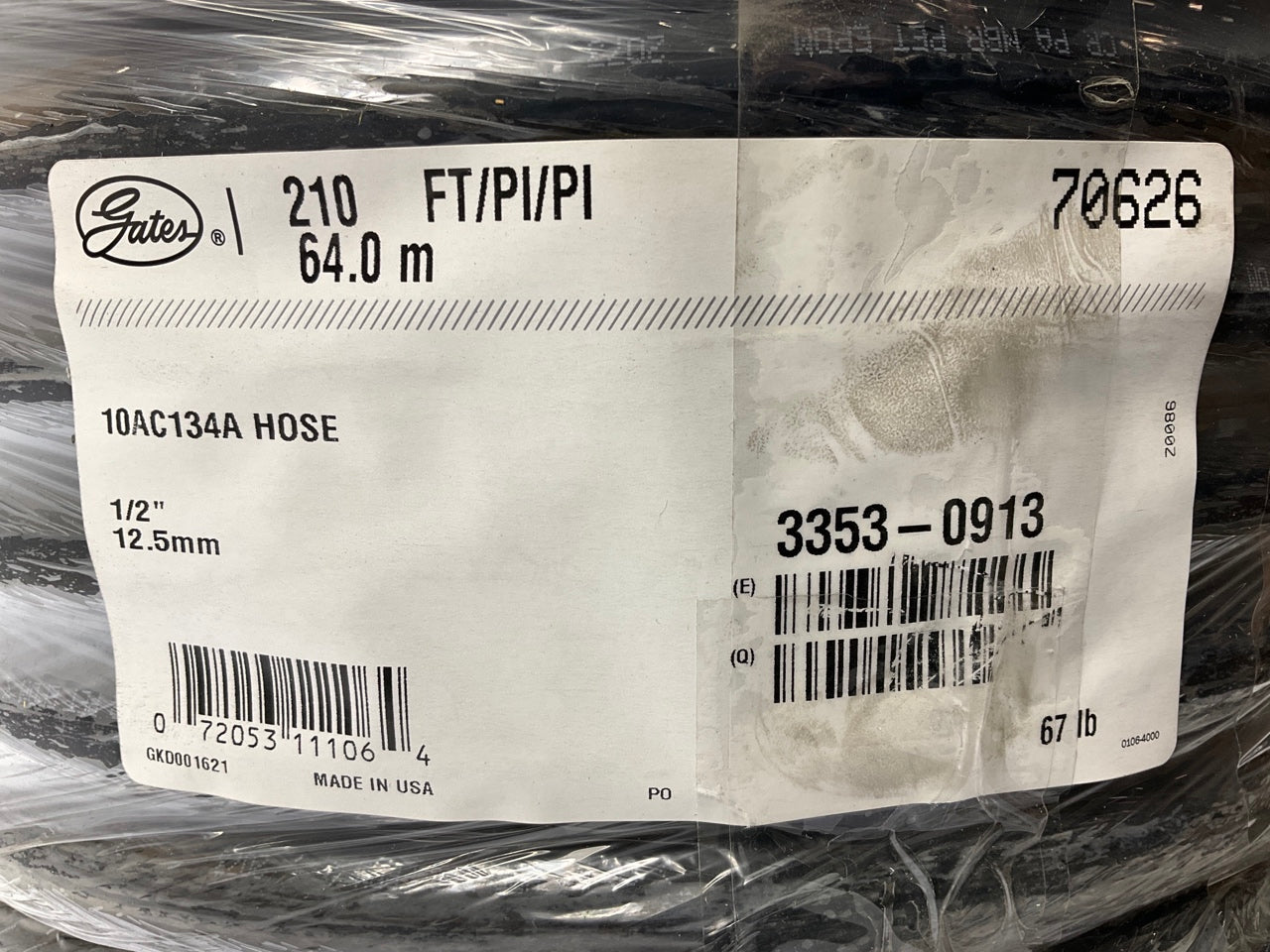 210 FEET - Gates 70626 10AC134A PolarSeal 1/2'' Hydraulic AC Hose, 500 PSI Max WP