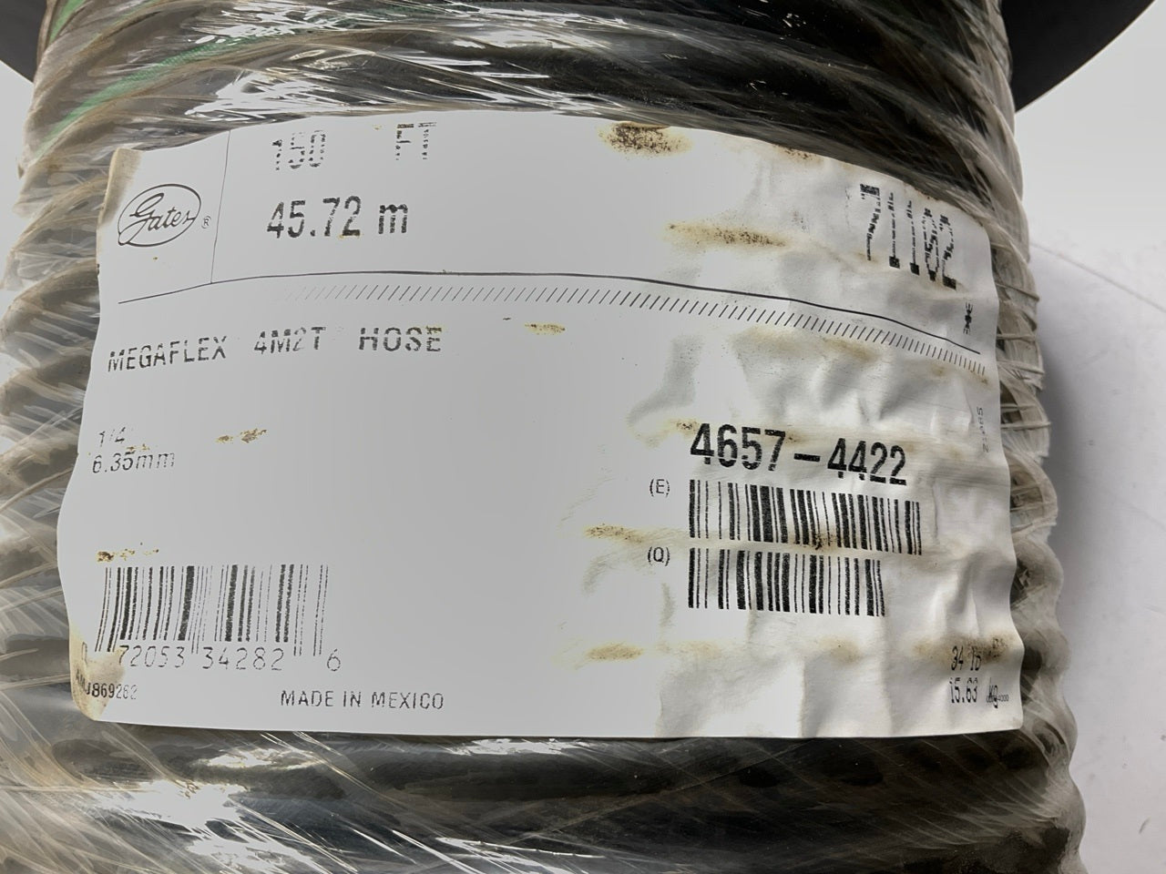 150 FEET - Gates 71102 MEGAFLEX 4M2T 1/4'' Hydraulic Hose, 6,000 PSI Max WP