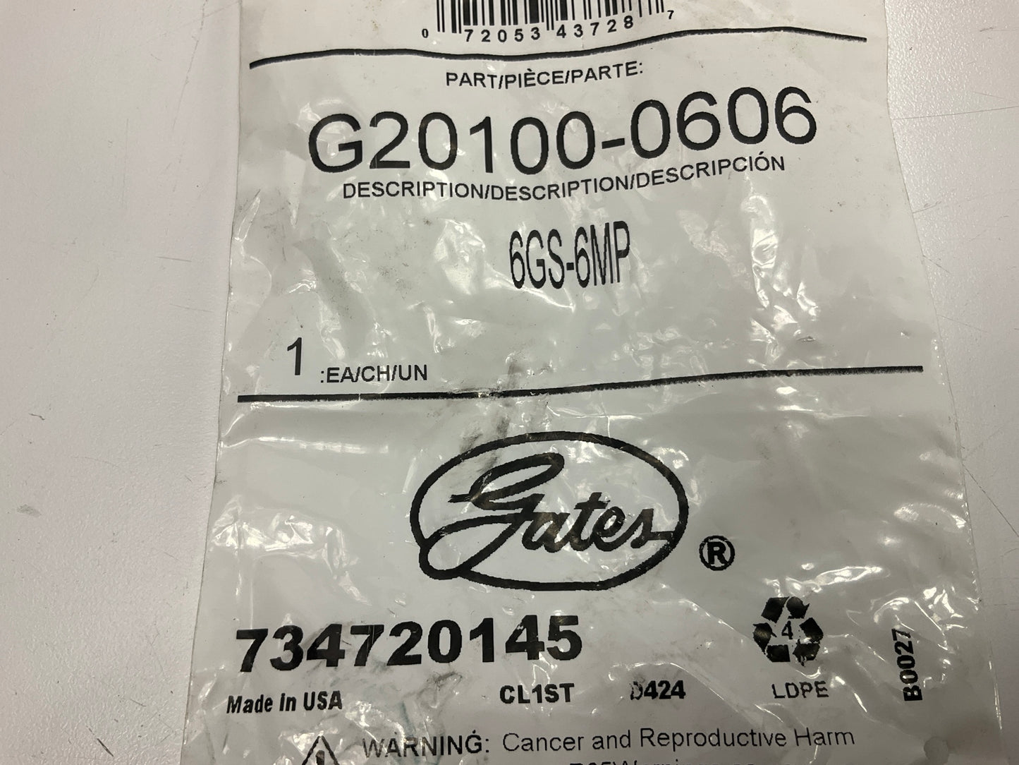 Gates G20100-0606 Hydraulic Hose Fitting Male Pipe NPTF - 30° Cone Seat 3/8'' ID
