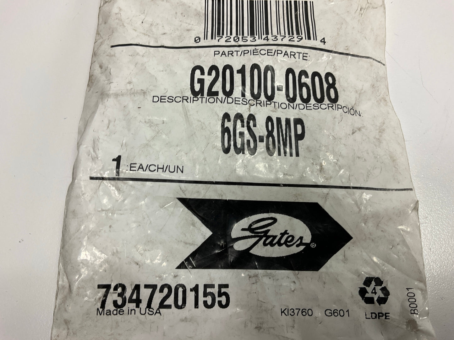 Gates G20100-0608 Hydraulic Hose Fitting Male Pipe NPTF - 30° Cone Seat 3/8'' ID
