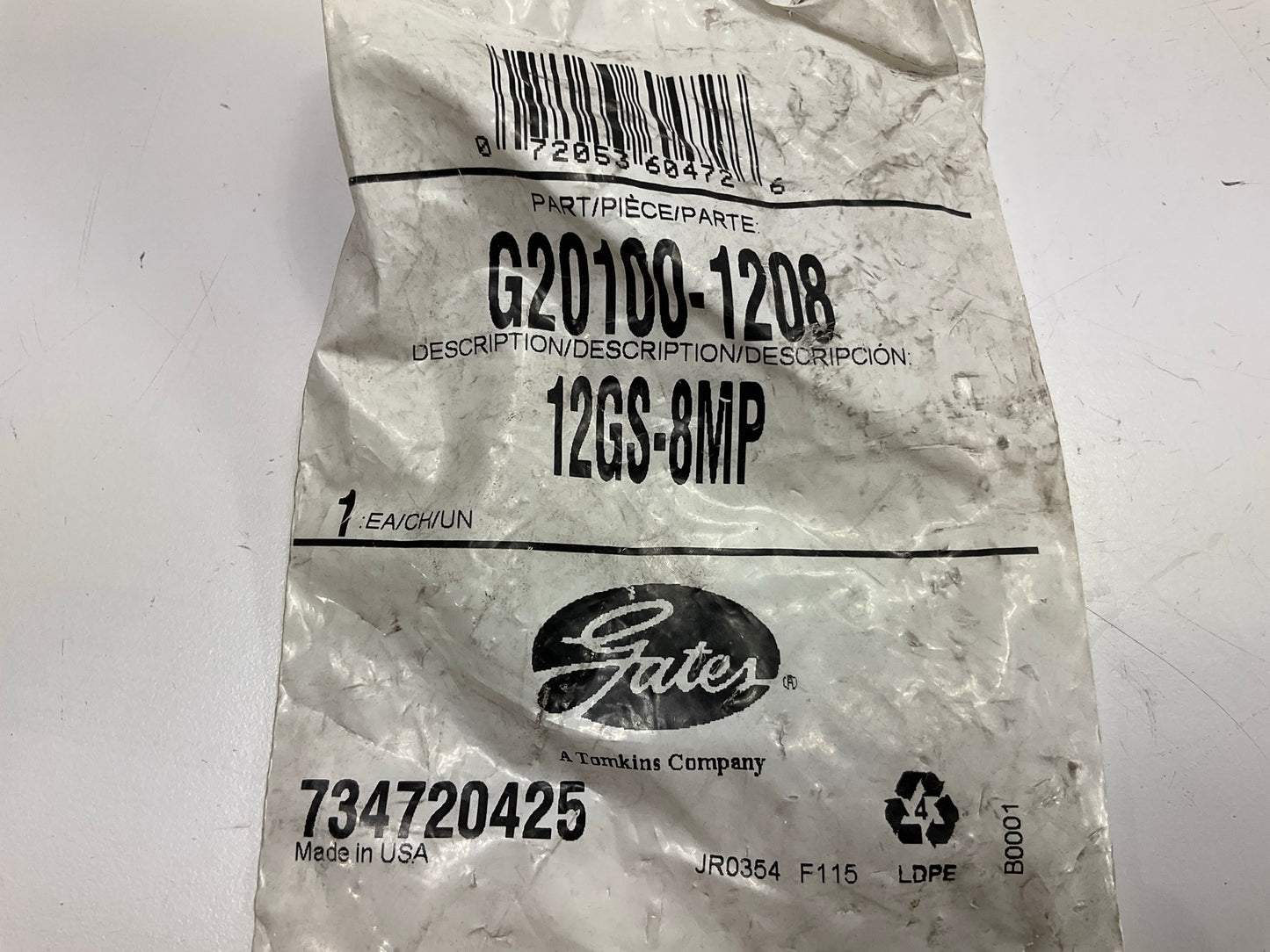 Gates G20100-1208 Hose Fitting Male Pipe (NPTF - 30° Cone Sea) 3/4'' - 12GS-8MP