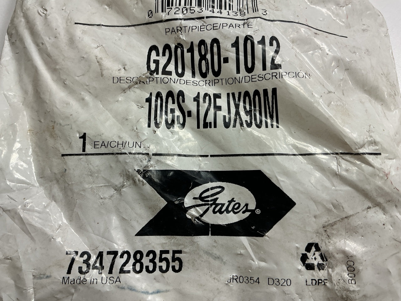Gates G20180-1012 90° Tube Female JIC 37° Flare Swivel Hydraulic Fitting, 5/8''
