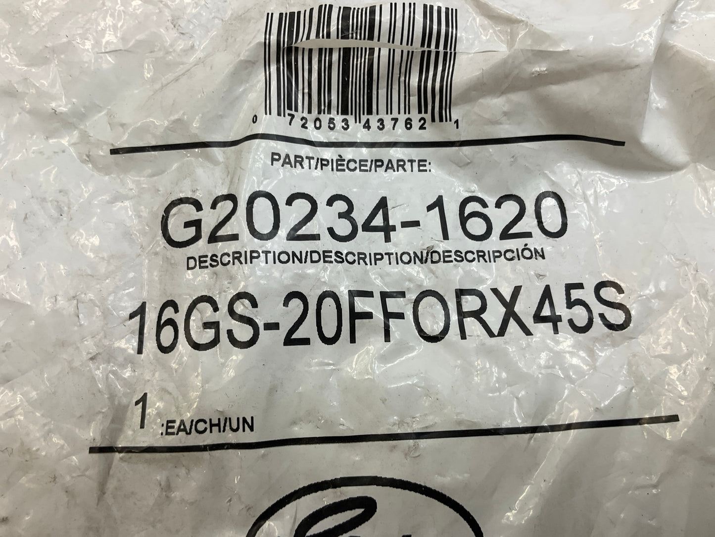 Gates G20234-1620 Female Flat-Face O-Ring Swivel 45° Tube Hydraulic Fitting, 1''