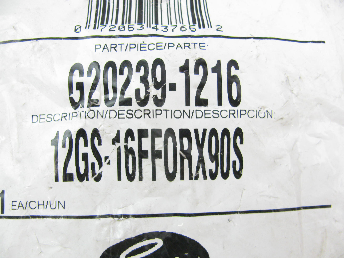 Gates G20239-1216 Hydraulic Fitting 90 Bent Tube Female Swivel GS G-20 3/4'' Hose