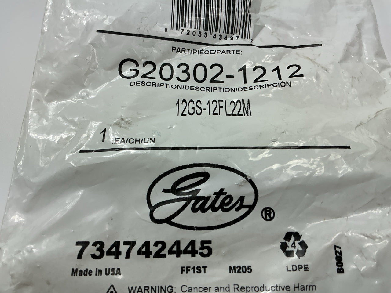 Gates G20302-1212 22-1/2° Tube Code 61 O-Ring Flange Hydraulic Fitting, 3/4''