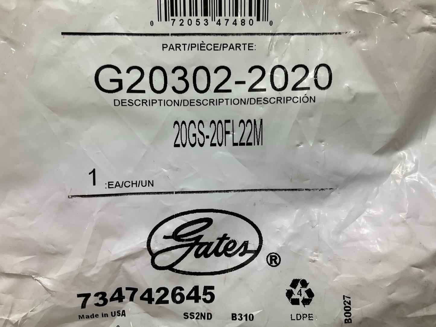 Gates G20302-2020 22-1/2° Tube Code 61 O-Ring Flange Hydraulic Fitting, 1-1/4''