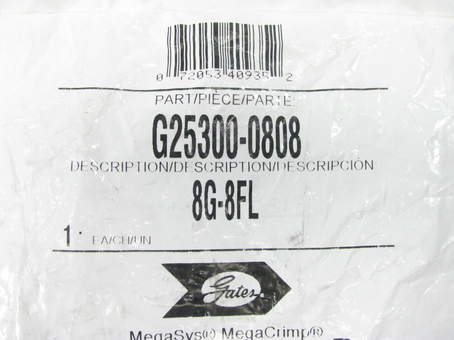Gates G25300-0808 Hydraulic Fitting Straight Code 61 Megacrimp G25 1/2'' Hose