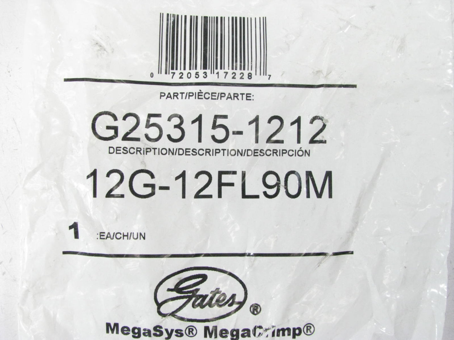 Gates G25315-1212 Hydraulic Fitting 90 Bent Tube Code 61 Megacrimp G25 3/4'' Hose