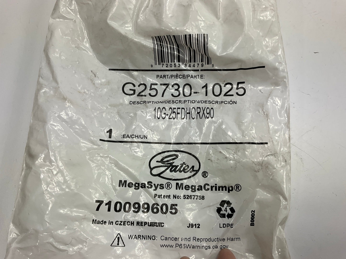 Gates G25730-1025 Hose Fitting Female DIN 24° Cone Swivel W/ O-Ring 90° 5/8'' ID