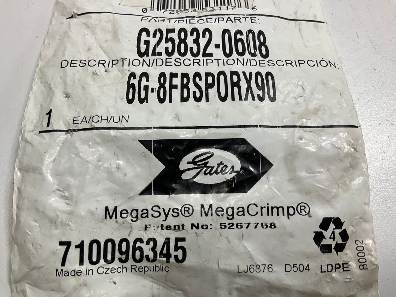 Gates G25832-0608 British Hydraulic Hose Fitting 90 DEGREE Bent Tube (MegaCrimp)